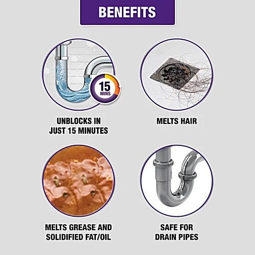 Harpic Drain Xpert Cleaning Powder, 360 g (8 x 45 g)