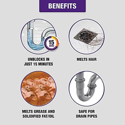 Harpic Drain Xpert Cleaning Powder, 360 g (8 x 45 g)