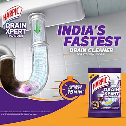 Harpic Drain Xpert Cleaning Powder, 360 g (8 x 45 g)