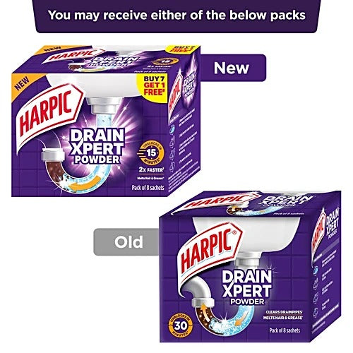 Harpic Drain Xpert Cleaning Powder, 360 g (8 x 45 g)