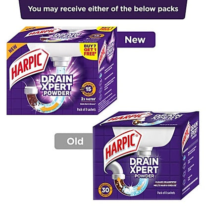Harpic Drain Xpert Cleaning Powder, 360 g (8 x 45 g)