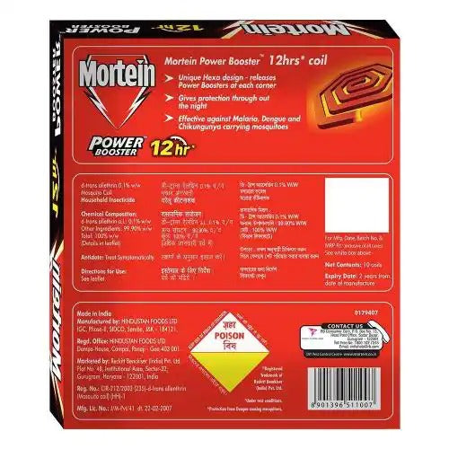 Mortein Power Booster Mosquito Repellent Coil, Pleasant Fragrance, 10 pcs Carton