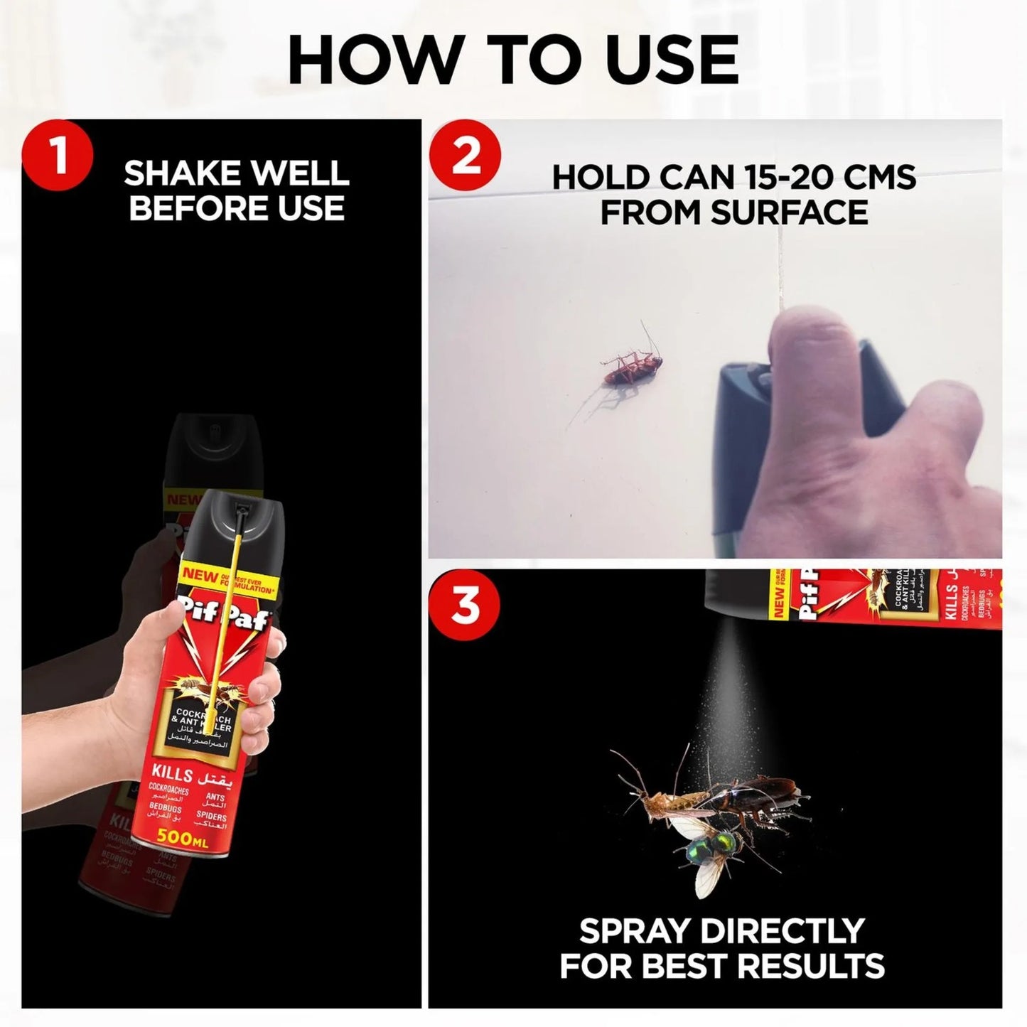Pif Paf Cockroach & Ant Killer Spray Value Pack 2 x 500 ml
