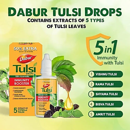 Dabur Tulsi Drops, 20 ml (Get 10 ml Free)