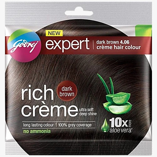 Godrej Expert Rich Creme Hair Colour, 20 g + 20 ml 4.06 Dark Brown