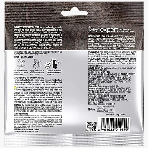 Godrej Expert Rich Creme Hair Colour, 20 g + 20 ml 4.06 Dark Brown