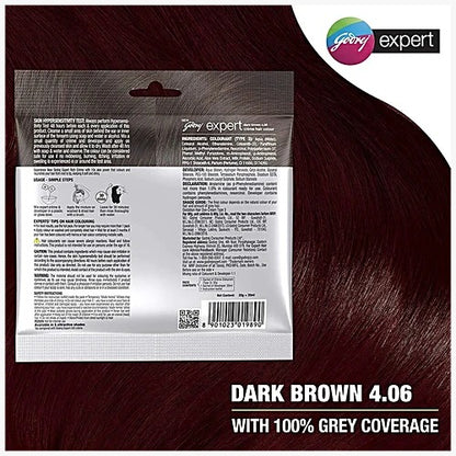Godrej Expert Rich Creme Hair Colour, 20 g + 20 ml 4.06 Dark Brown