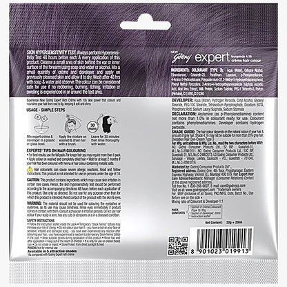 Godrej Expert Rich Creme Hair Colour - Single Use, 20 g + 20 ml Shade 4.16 Burgundy