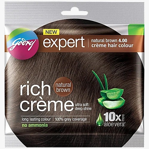 Godrej Expert Rich Creme Hair Colour, 20 g + 20 ml 4 Natural Brown