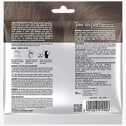 Godrej Expert Rich Creme Hair Colour, 20 g + 20 ml 4 Natural Brown