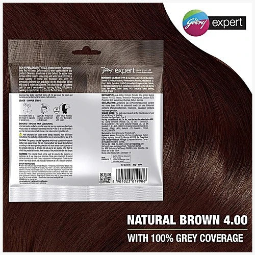 Godrej Expert Rich Creme Hair Colour, 20 g + 20 ml 4 Natural Brown