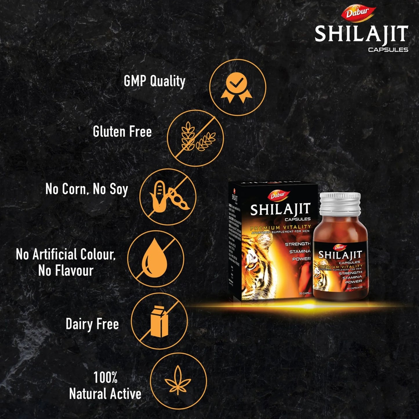 Dabur Shilajit Gold Capsule 20's (Free 2 Capsules)