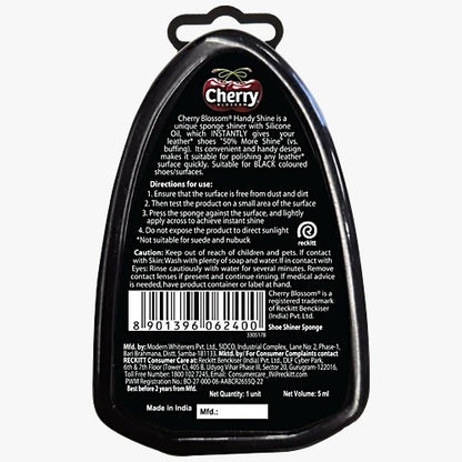 Cherry Blossom Black Handy Shine Shoe Shiner Sponge, 5 ml