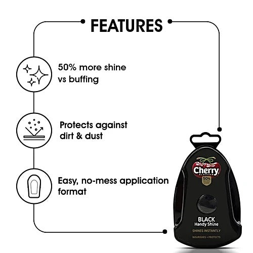 Cherry Blossom Black Handy Shine Shoe Shiner Sponge, 5 ml