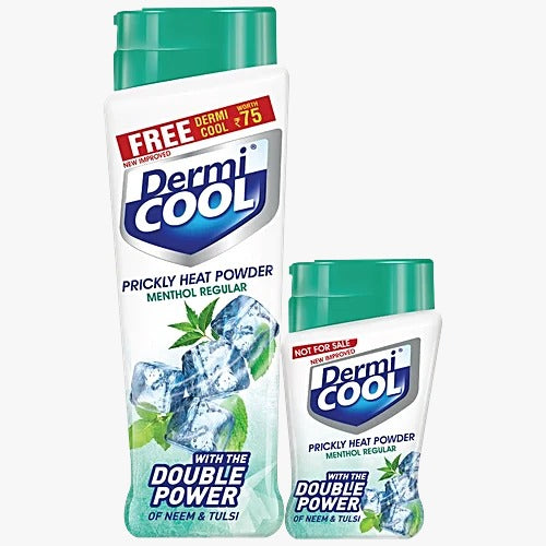 Dermi Cool Prickly Heat Powder Menthol Regular, 150 g (Dermicool 60g free)