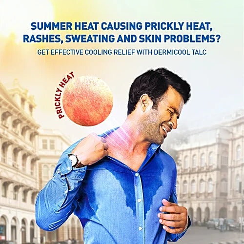 Dermi Cool Prickly Heat Powder Menthol Regular, 150 g (Dermicool 60g free)