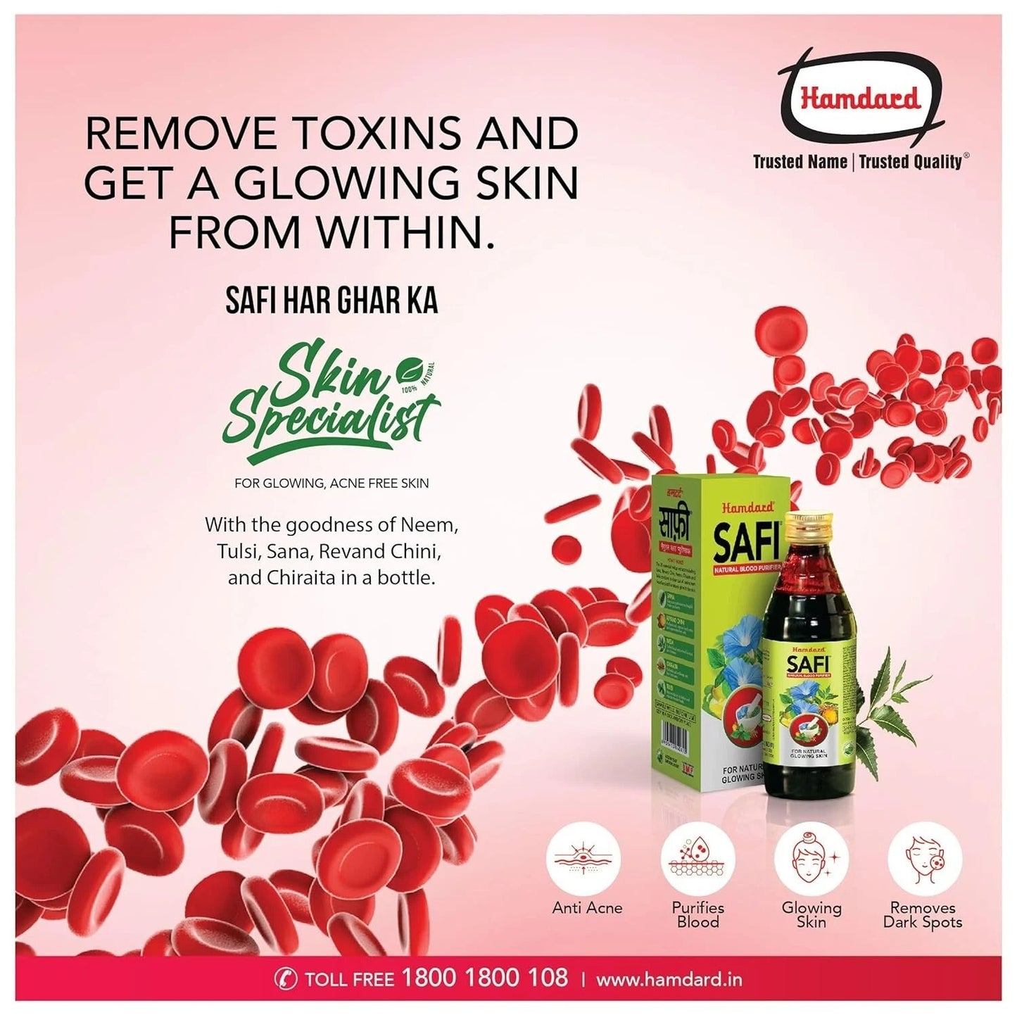 Hamdard Safi Blood Purifier Syrup for Healthy & Glowing Skin 500ml
