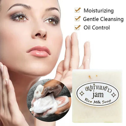 JAM Rice Milk Soap Gluta + Collagen Handmade 100% Original Thai Soap 12 X 60g