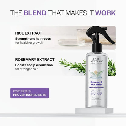 Bare Anatomy Rosemary & Rice Water Hair Growth Spray - 200 ml
