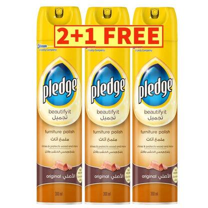 Pledge Furniture Polish Spray Original 3 x 300 ml
