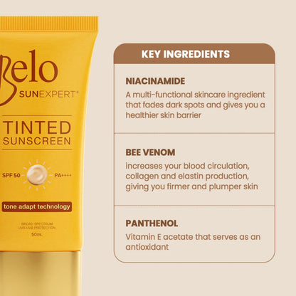 Belo SunExpert Tinted Sunscreen SPF50 PA++++ 50ml, Pack of 2
