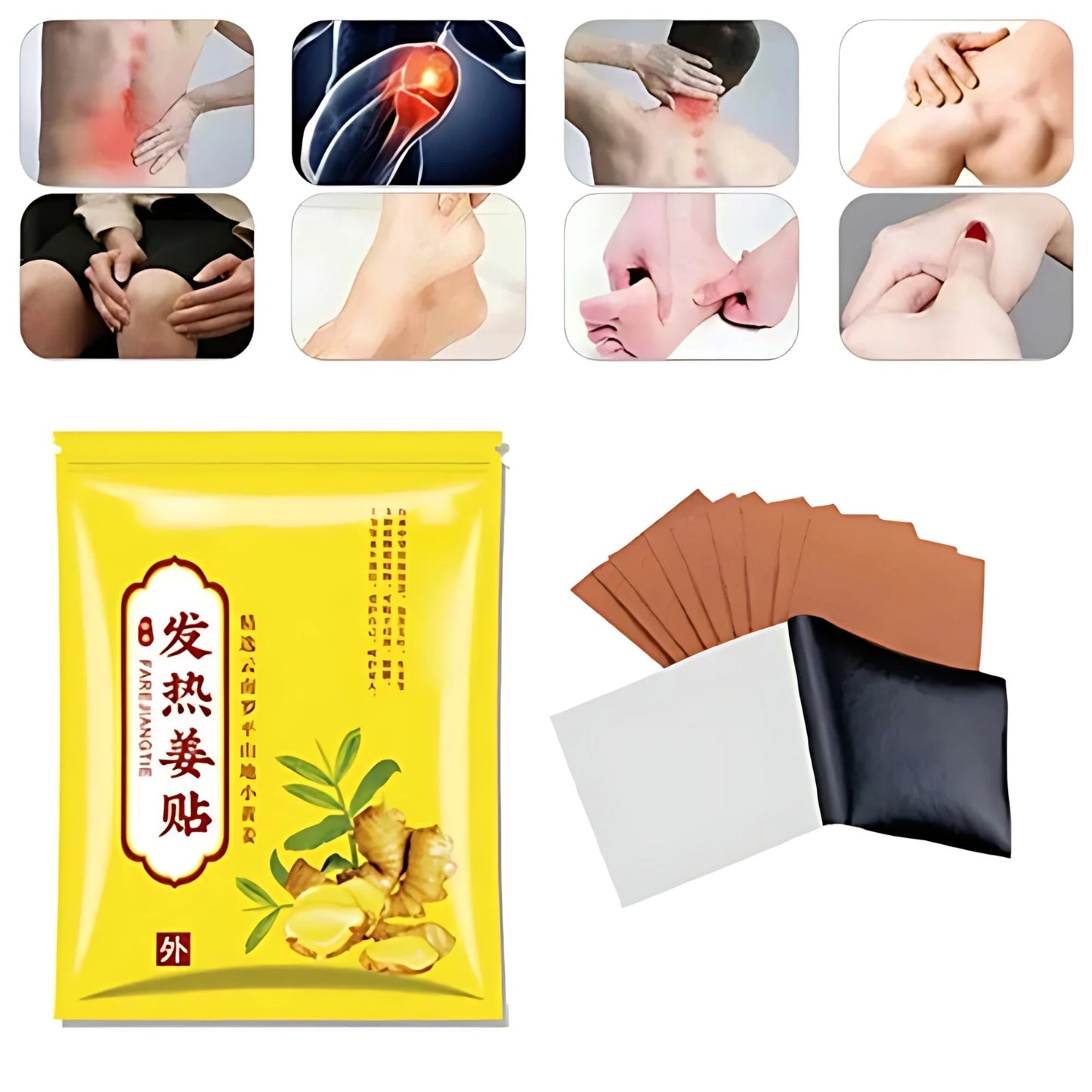 FAREJIANGTIE Pain Relief Ginger Patches - Pack of 100