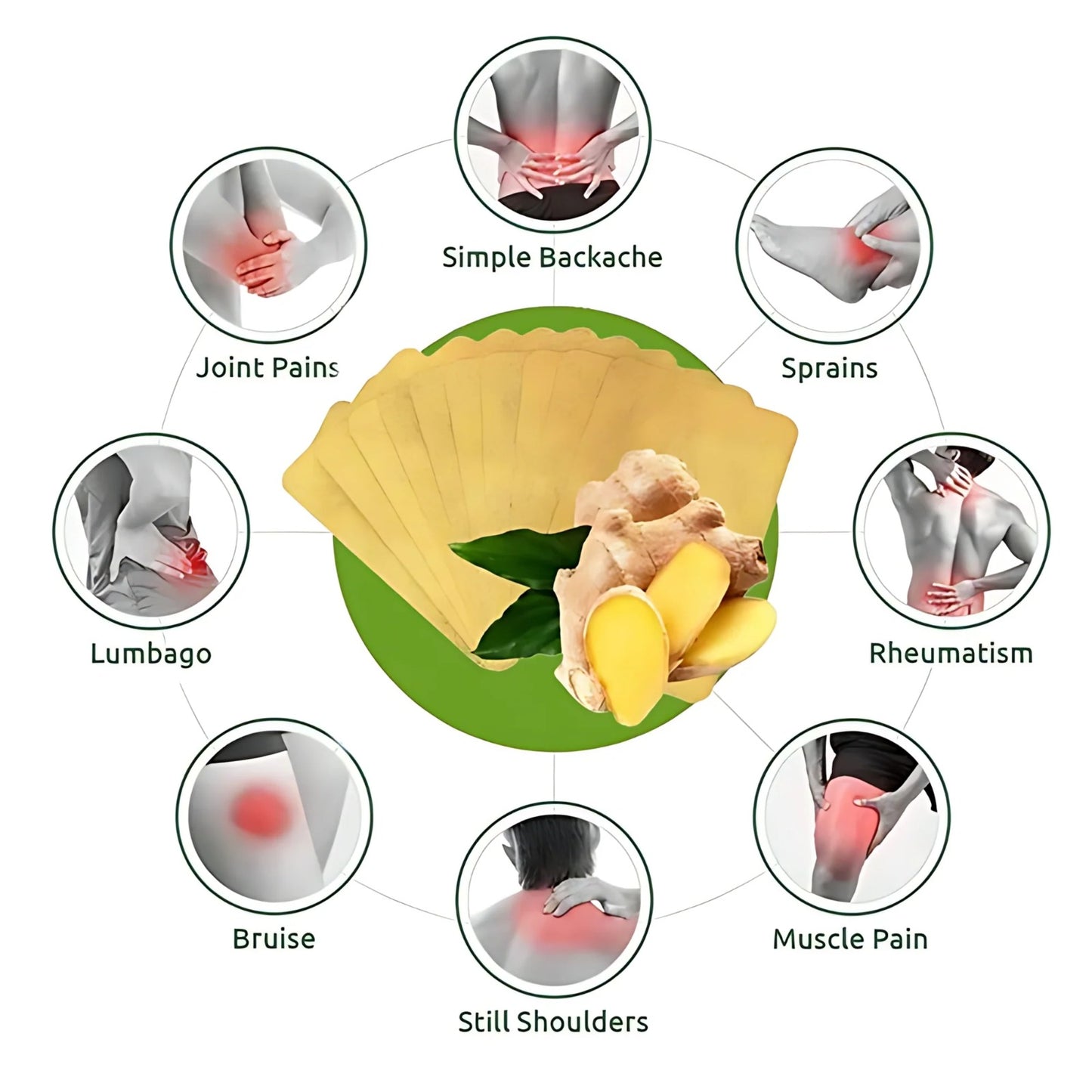 FAREJIANGTIE Pain Relief Ginger Patches - Pack of 100