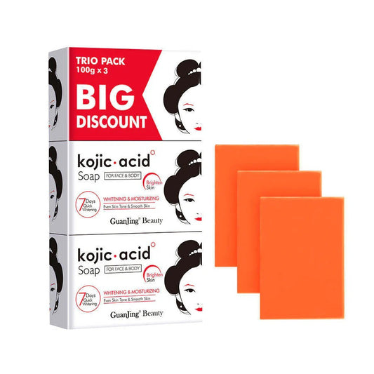 Guanjing Beauty Kojic Acid Soap For Face & Body - 100g (2+1) Offer