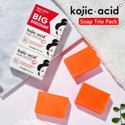 Guanjing Beauty Kojic Acid Soap For Face & Body - 100g (2+1) Offer