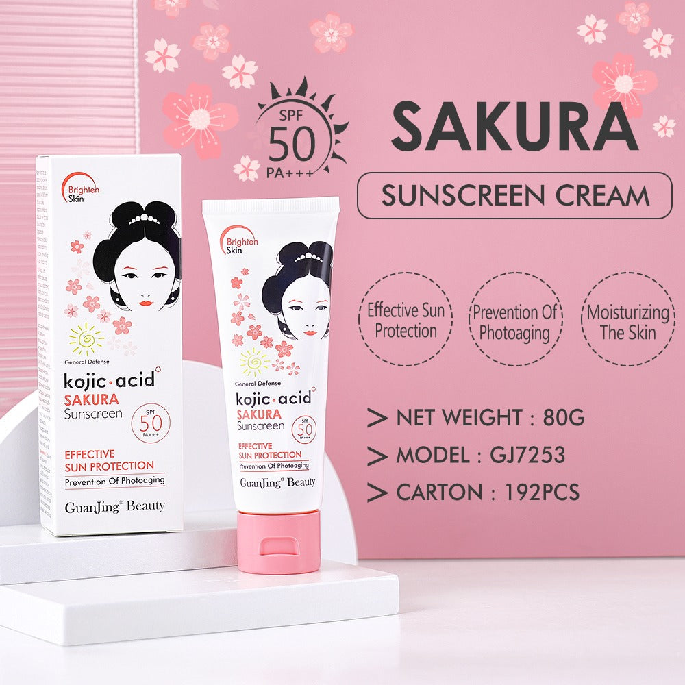 Guanjing Beauty Kojic acid Sakura Sunscreen SPF50 Effective Sun Protection 80g