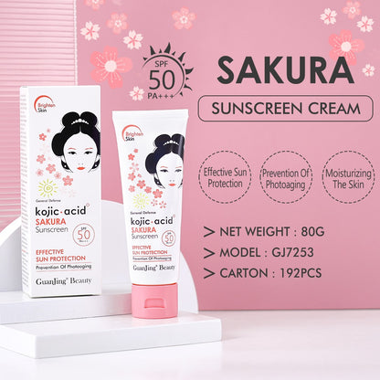 Guanjing Beauty Kojic acid Sakura Sunscreen SPF50 Effective Sun Protection 80g