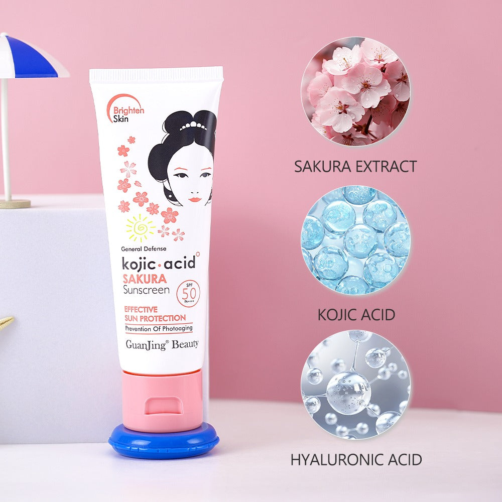 Guanjing Beauty Kojic acid Sakura Sunscreen SPF50 Effective Sun Protection 80g