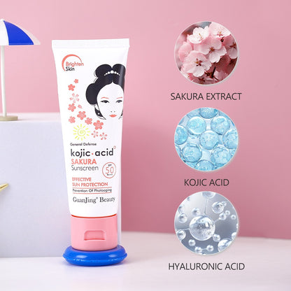 Guanjing Beauty Kojic acid Sakura Sunscreen SPF50 Effective Sun Protection 80g