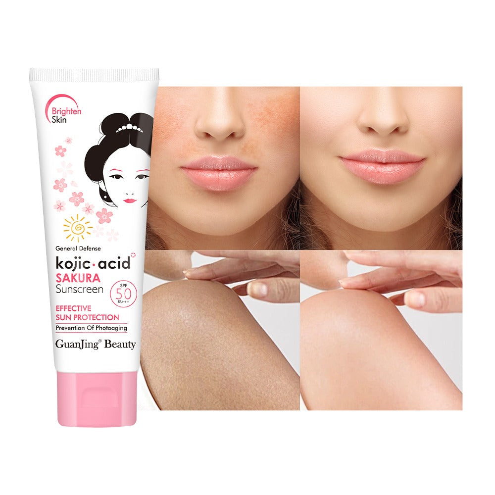 Guanjing Beauty Kojic acid Sakura Sunscreen SPF50 Effective Sun Protection 80g