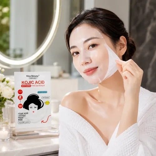 Kiss Beauty Vegan Professional Hyaluronic Kojic Acid Whitening Fresh Facial Mask 30ml - Pack of 12