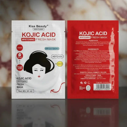 Kiss Beauty Vegan Professional Hyaluronic Kojic Acid Whitening Fresh Facial Mask 30ml - Pack of 12