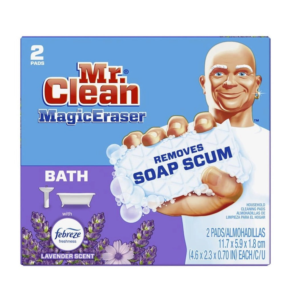 Mr Clean Magic Eraser Bath with Febreze Lavender Scent, Cleaning Pads with Durafoam, 2 Count