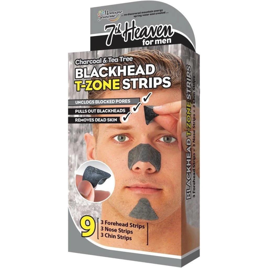 7th Heaven Men's Charcoal & Tea Tree Blackhead T-Zone Strips 9s
