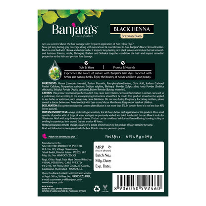 Banjara's Black Henna-Brazilian Black - 54g(6*9g)