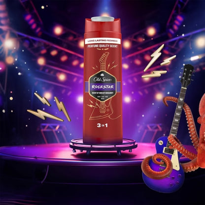 Old Spice 3-In-1 Shower Gel, Rockstar Tomorrowland Special Edition - 400ml
