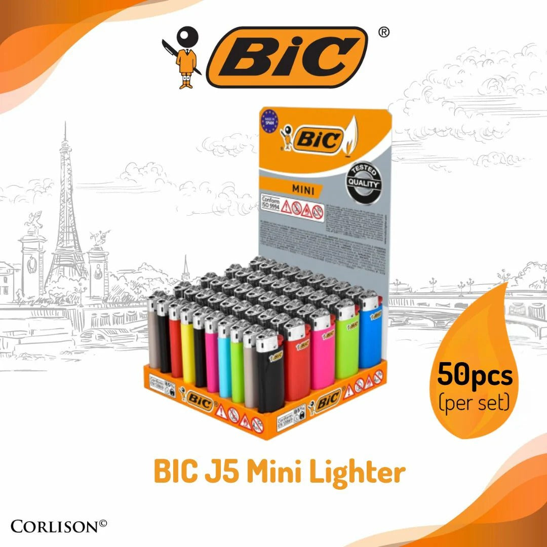 BIC Mini Pocket Lighter, Assorted Colors, 50-Count Tray