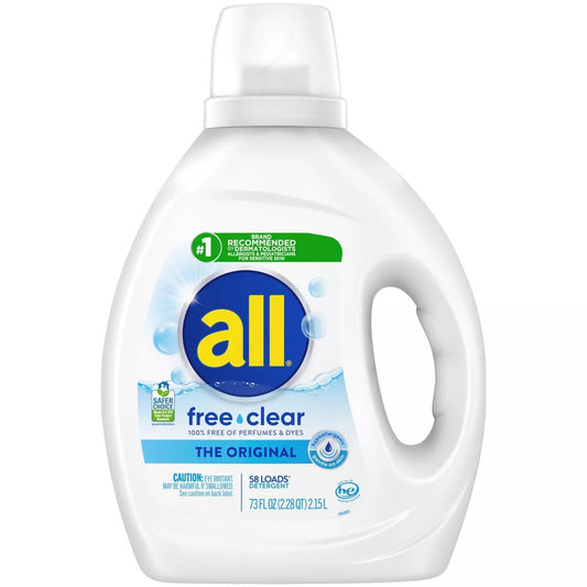 All Unscented Free Clear for Sensitive Skin HE Liquid Laundry Detergent 73 FL OZ