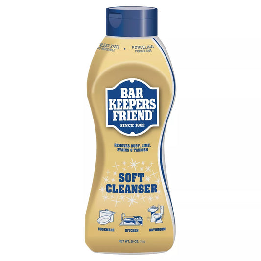 Bar Keepers Friend Non Bleach Soft Cleanser, Multipurpose Household Cleanser & Polish for Kitchen, Bath, Cookware & Outdoors - 26oz