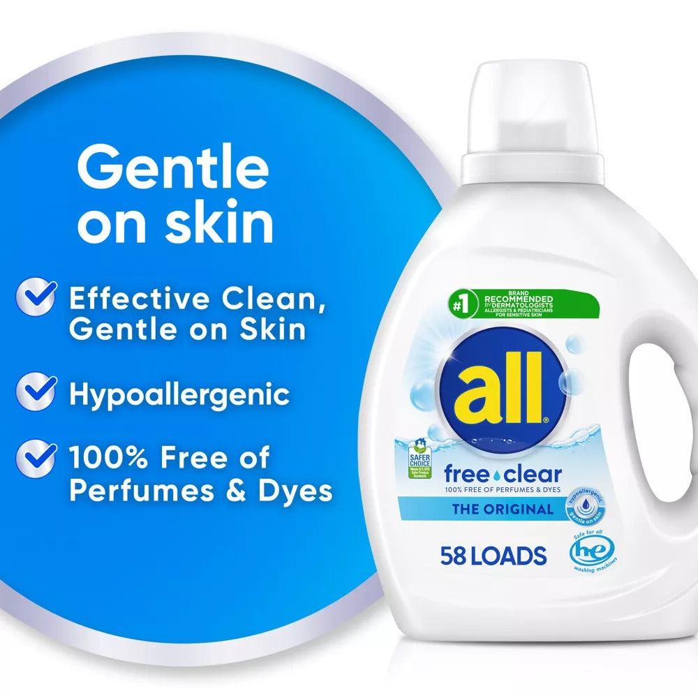 All Unscented Free Clear for Sensitive Skin HE Liquid Laundry Detergent 73 FL OZ
