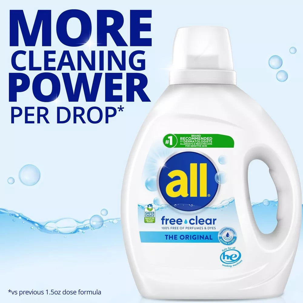All Unscented Free Clear for Sensitive Skin HE Liquid Laundry Detergent 73 FL OZ