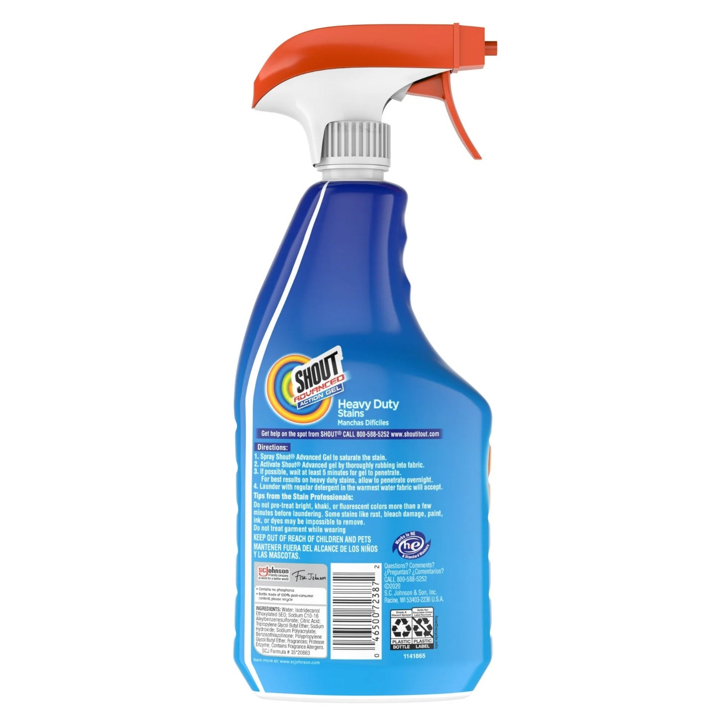 Shout Advanced Laundry Stain Remover Gel for Clothes Laundry, Breaks down stubborn, dried-in, and tough stains - 22oz Spray