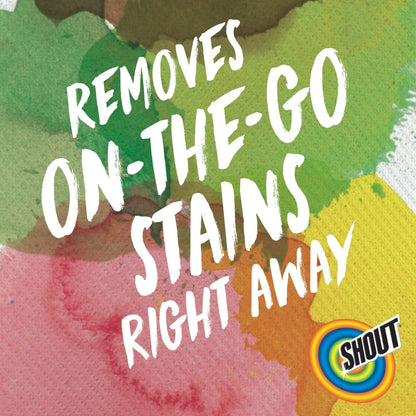 Shout Wipes Stain Remover for Clothes Laundry, Instant Stain Remover, 12 Wipes