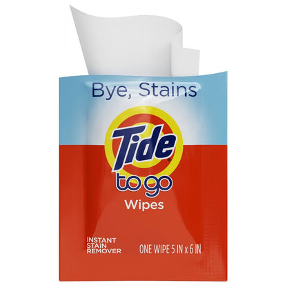 Tide To Go Stain Remover Wipes for Clothes, Instant Laundry Travel Stain & Spot Remover, 10 Wipes