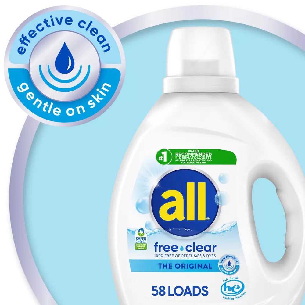 All Unscented Free Clear for Sensitive Skin HE Liquid Laundry Detergent 73 FL OZ