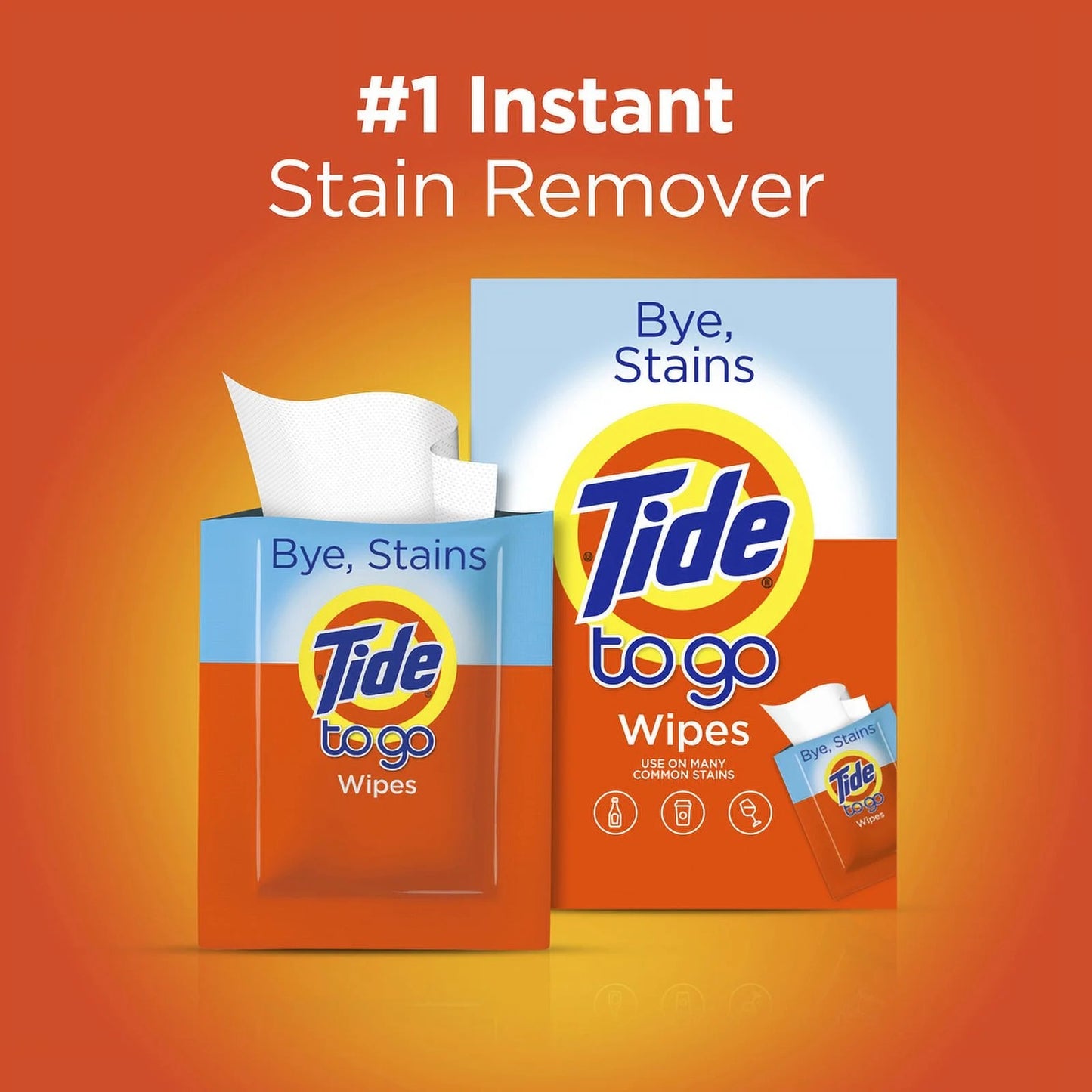 Tide To Go Stain Remover Wipes for Clothes, Instant Laundry Travel Stain & Spot Remover, 10 Wipes
